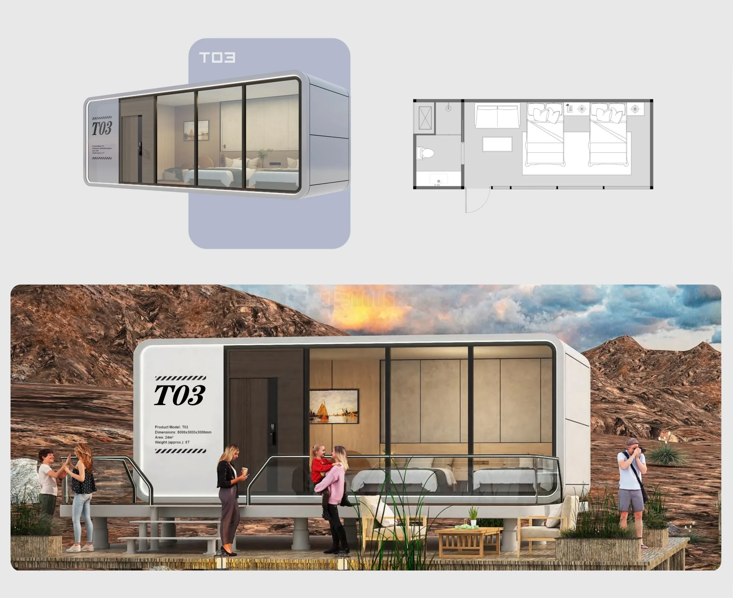 Mobile Customized Prefab Portable Apple Cabin Modular House - Js-Houses