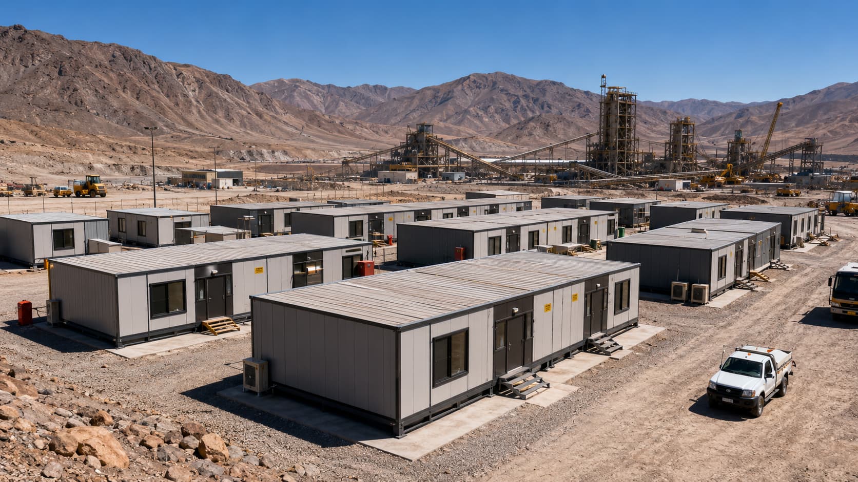 Modular housing used for remote mining camp accommodation