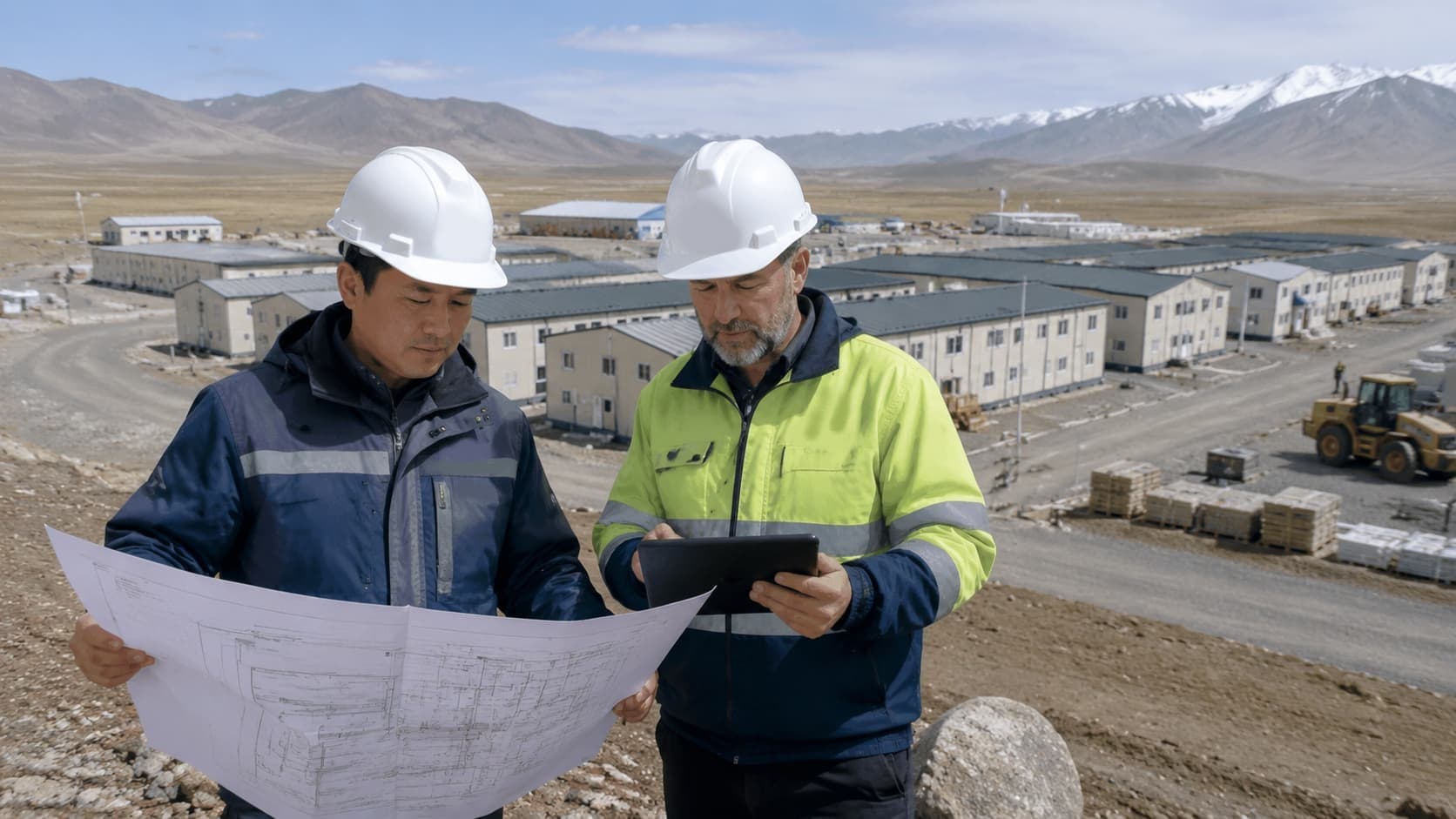construction project manager planning modular camp layout