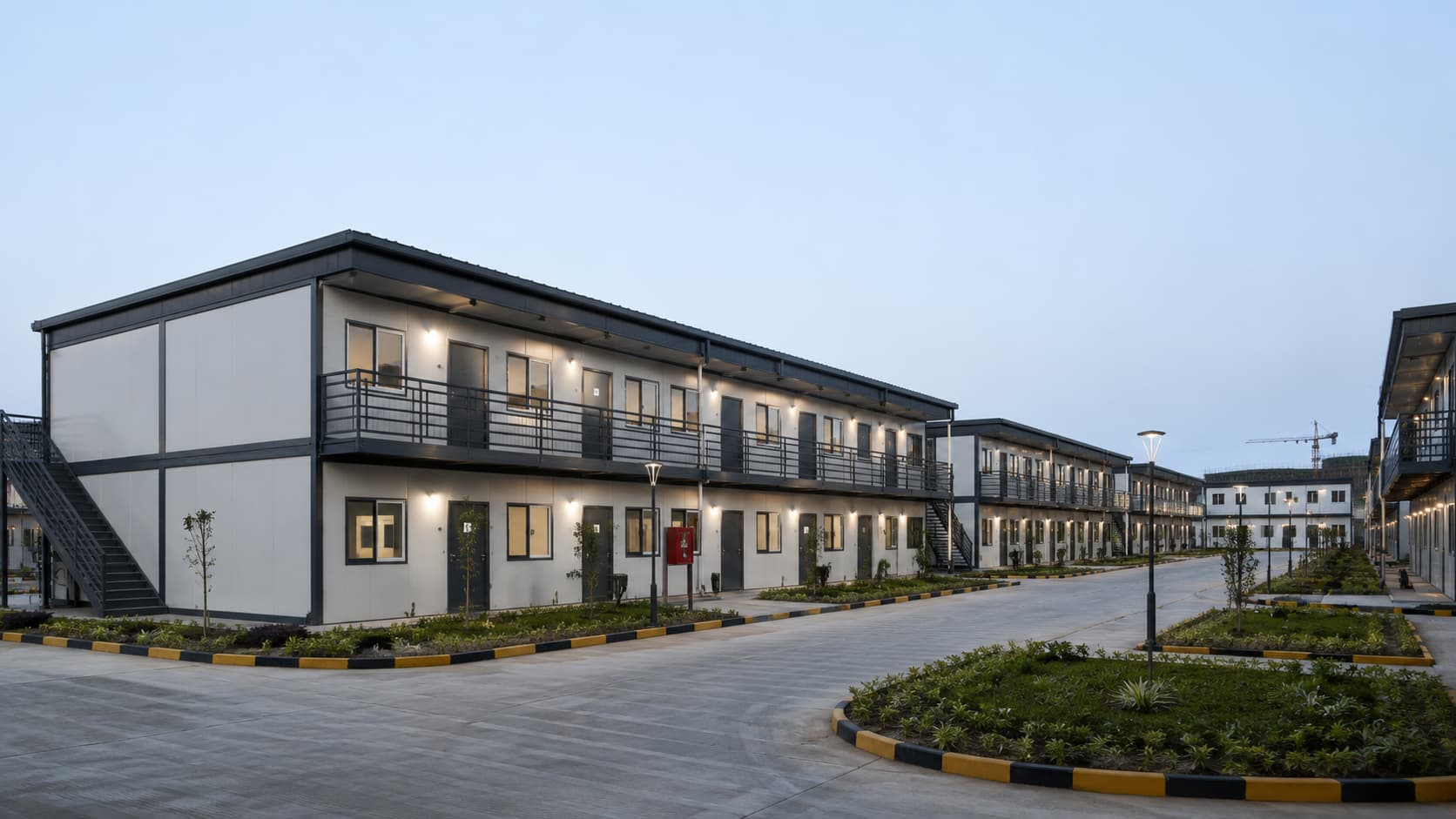 Finished modular worker accommodation with concealed structural connections